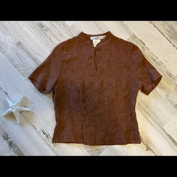 InWear Brown Textured Short Sleeve Top XS - Picture 2 of 7